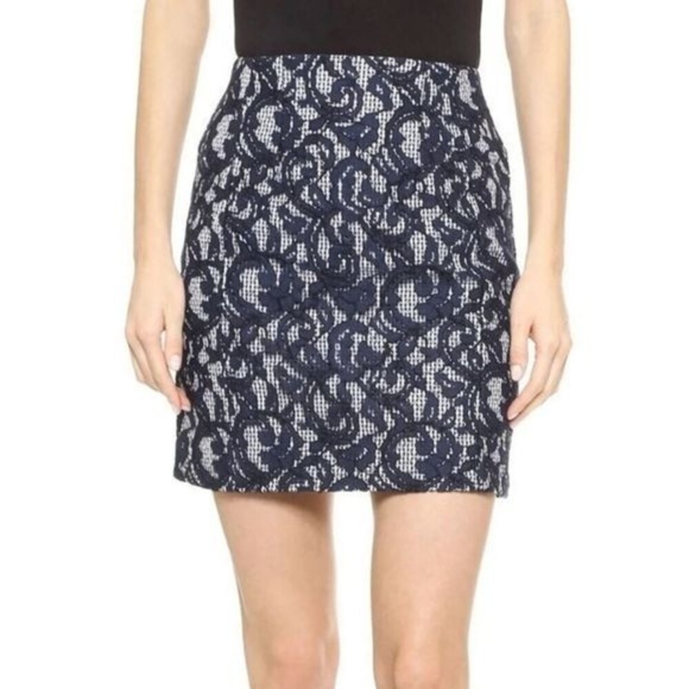 {Carven} Floral Lace Gingham Skirt Size 10